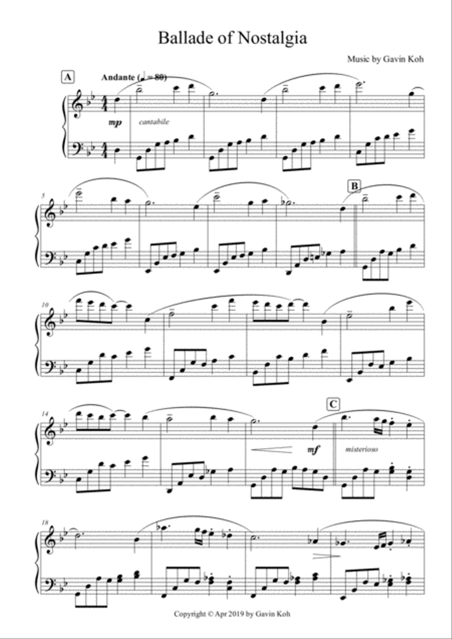 Ballade of Nostalgia Ballade of Nostalgia Piano Solo scores gallery preview page 2