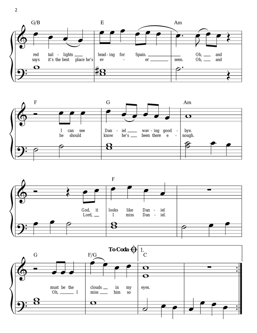 Daniel Easy Piano scores gallery preview page 2