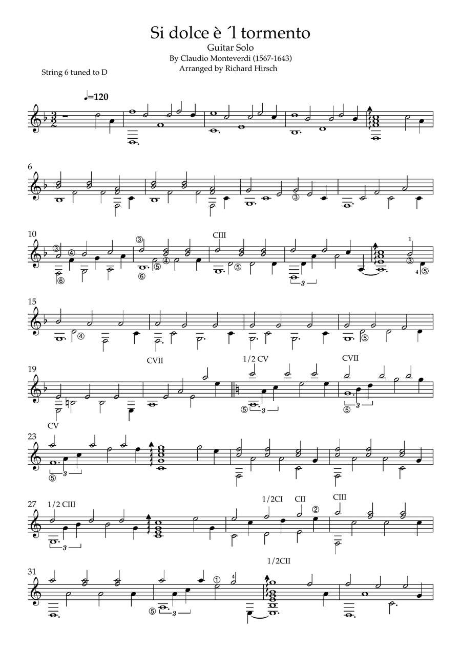 Si Dolce è ´l Tormento Acoustic Guitar scores gallery preview page 1