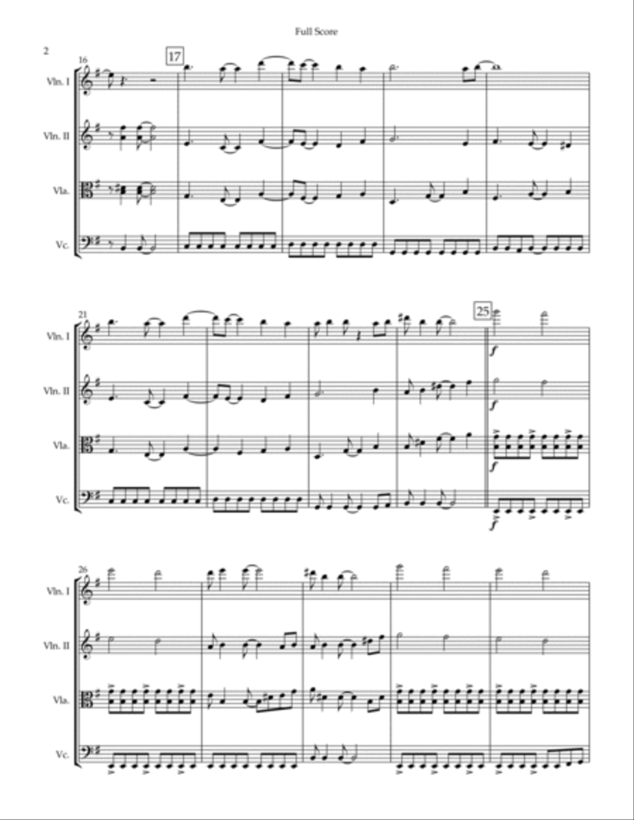 Dragon Ball Z Opening Theme String Quartet scores gallery preview page 2