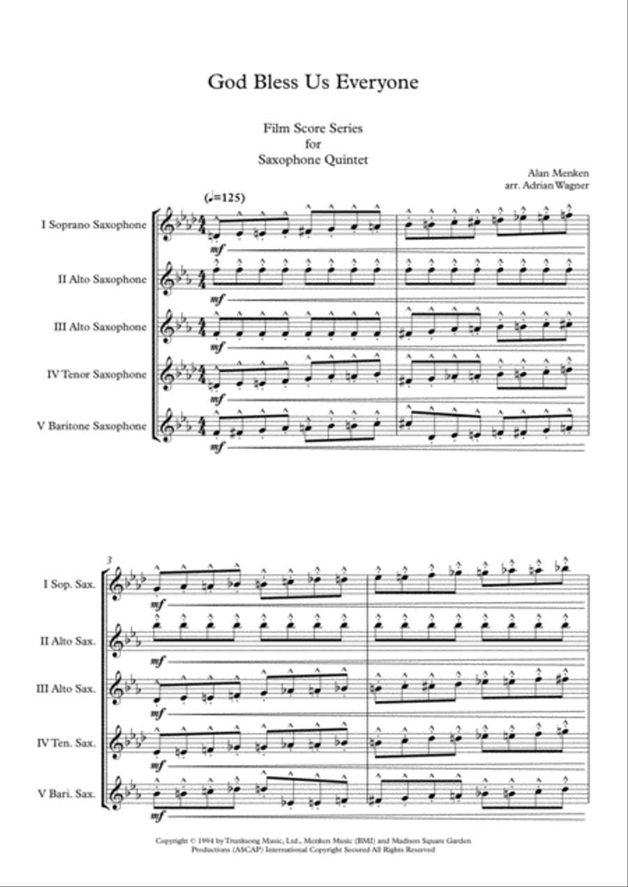 God Bless Us Everyone God Bless Us Everyone Saxophone Quintet scores gallery preview page 3