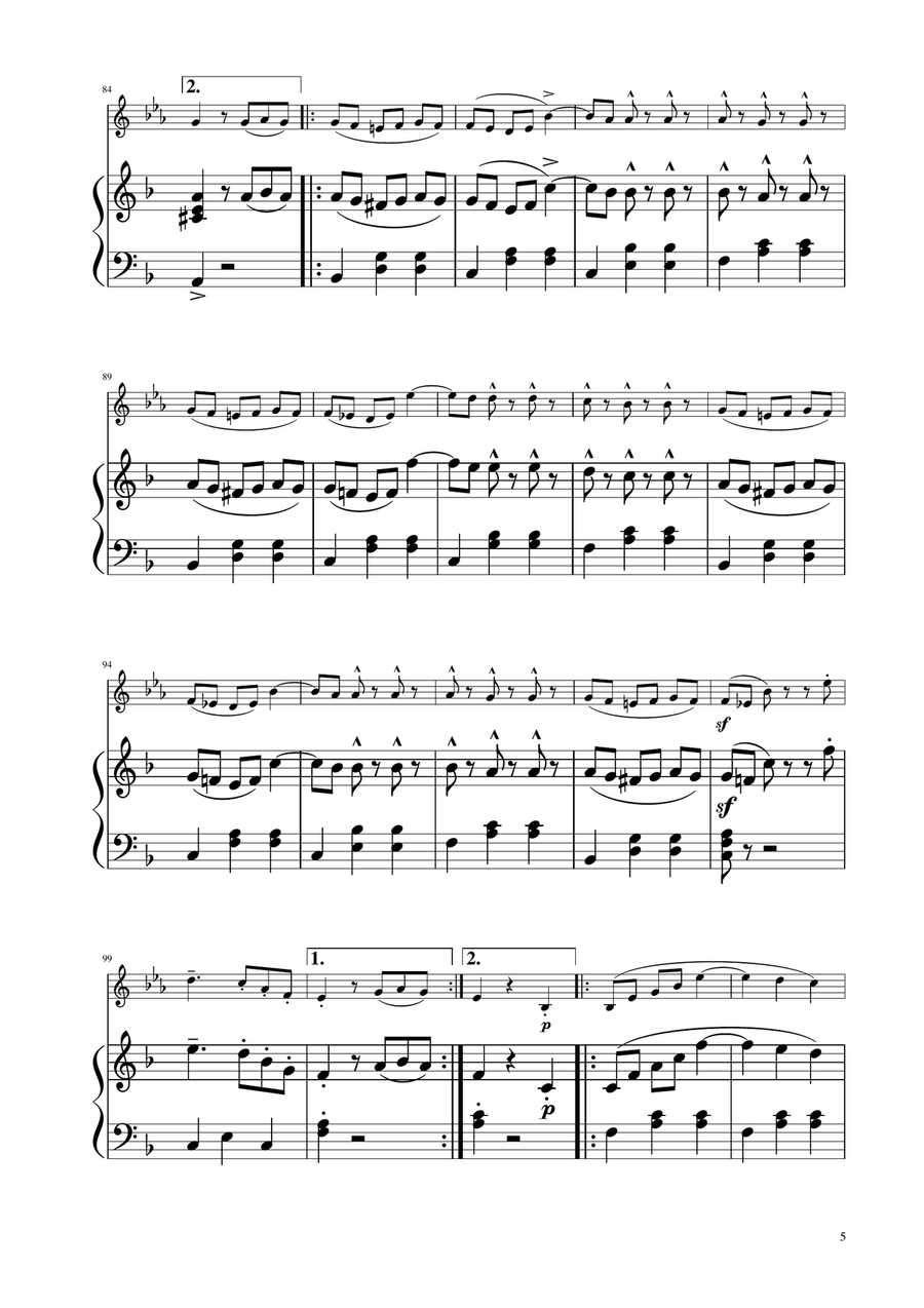 Blue Danube Walzt - Trumpet in D Solo w/ Piano Trumpet Solo scores gallery preview page 5