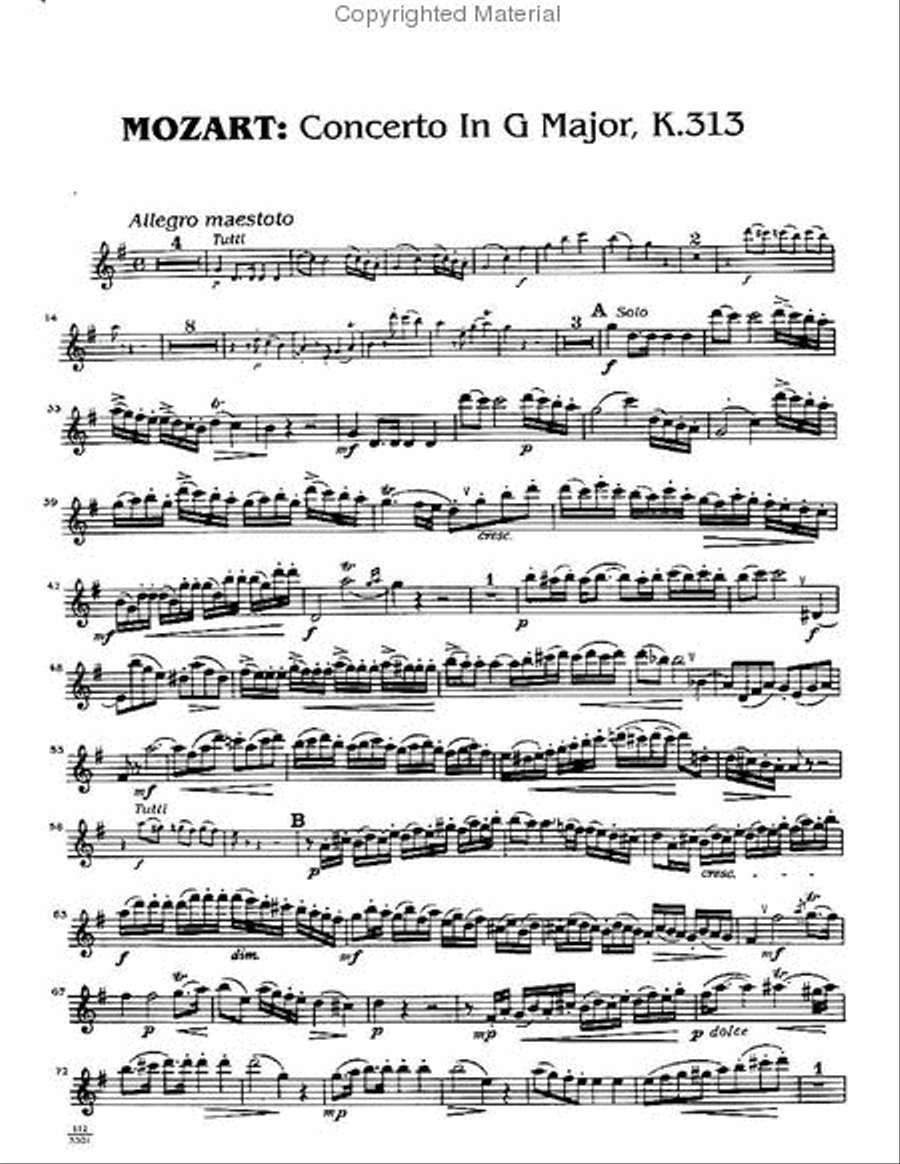 Concerto for Flute and Orchestra G major KV 313 Flute scores gallery preview page 2