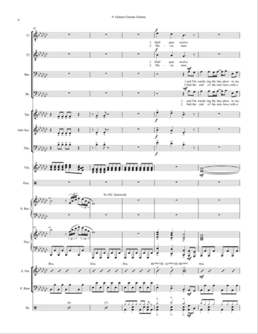 Gimme! Gimme! Gimme! (a Man After Midnight) Large Ensemble scores gallery preview page 4