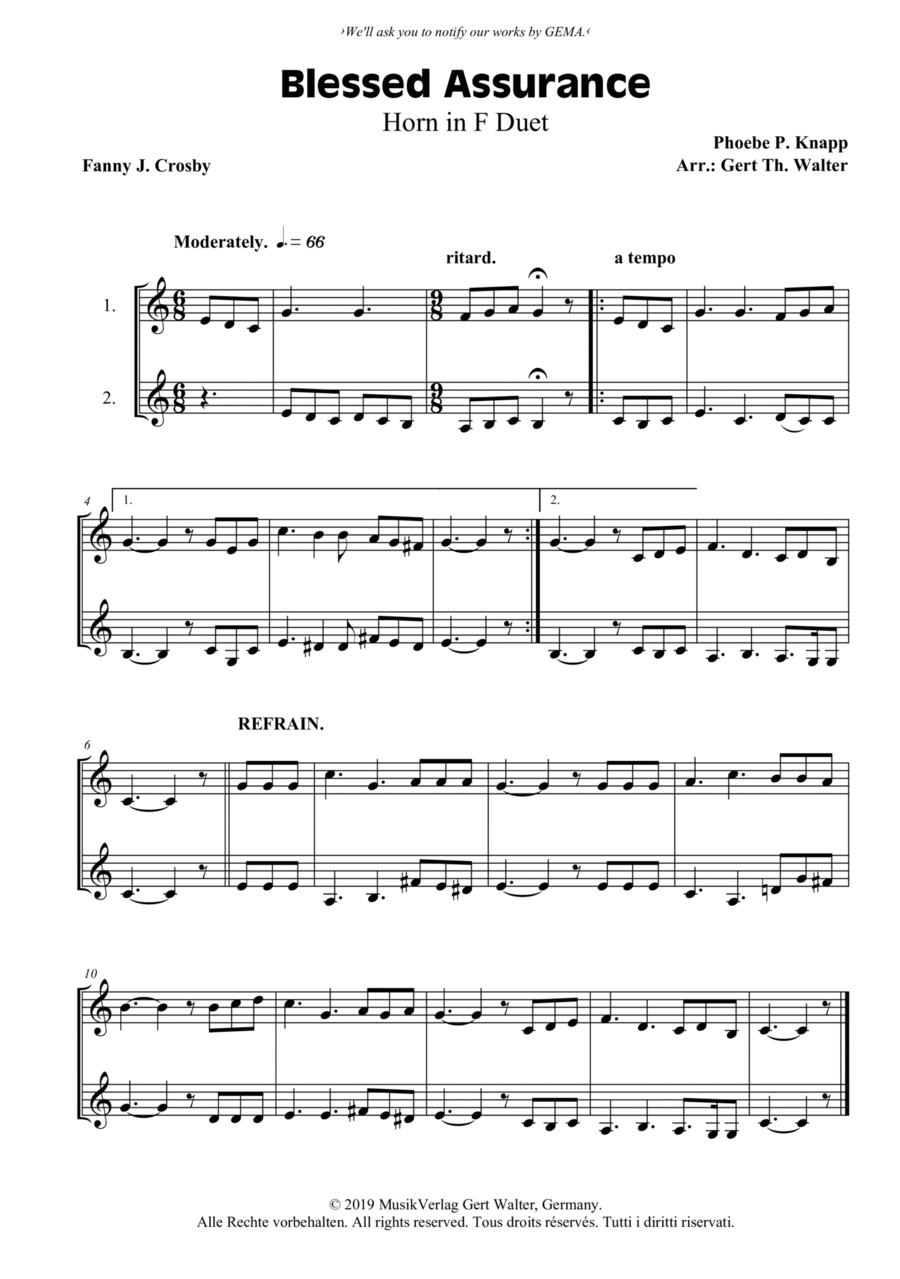 Blessed Assurance Brass Ensemble scores gallery preview page 1