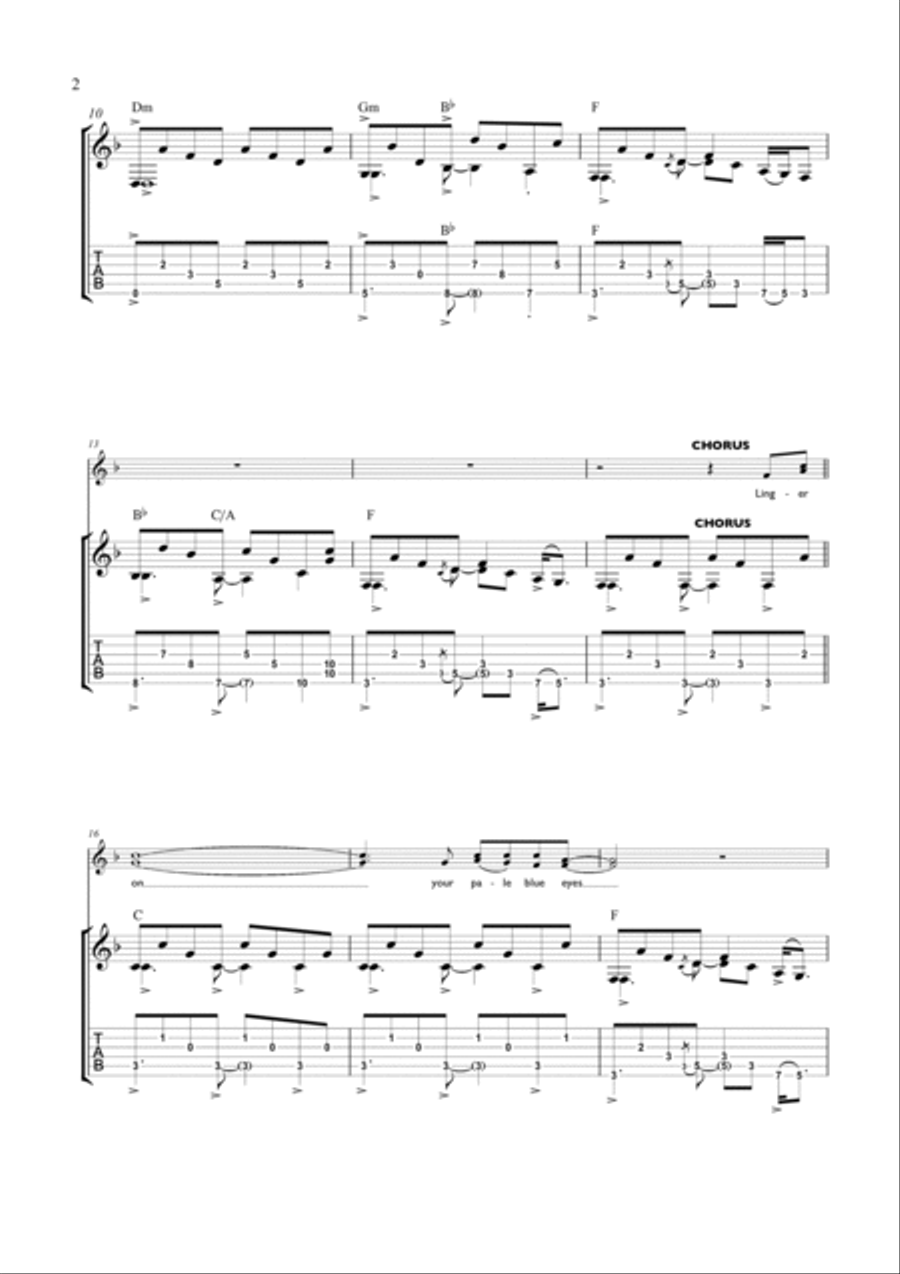 Pale Blue Eyes - May 1965 Demo Guitar Tablature scores gallery preview page 2