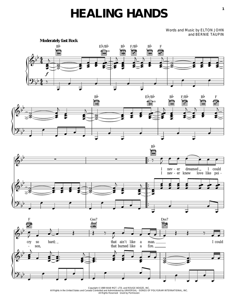 Healing Hands Healing Hands Piano, Vocal, Guitar scores gallery preview page 1
