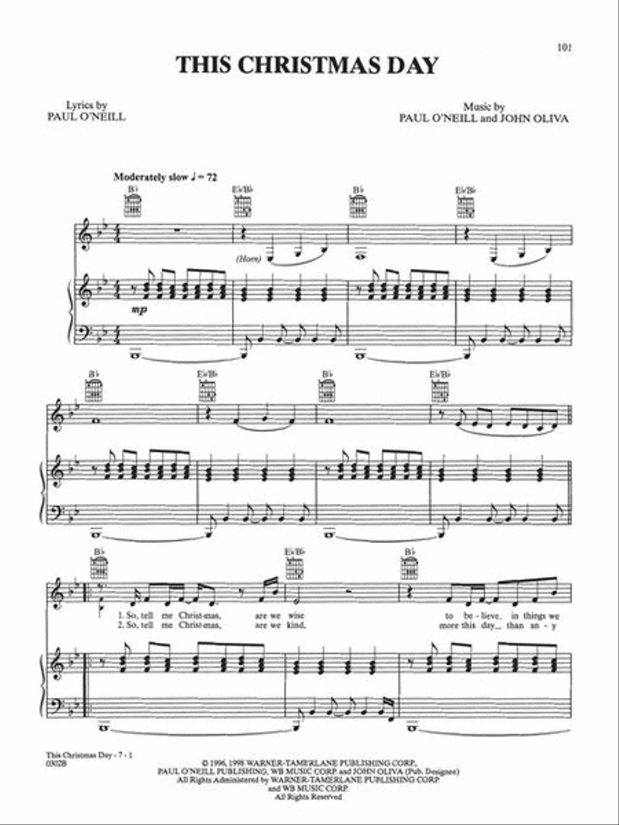 Trans-Siberian Orchestra – Christmas Eve and Other Stories Piano, Vocal, Guitar scores gallery preview page 6