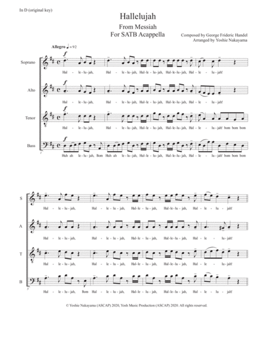 Hallelujah from Messiah - SATB Acappella image number null