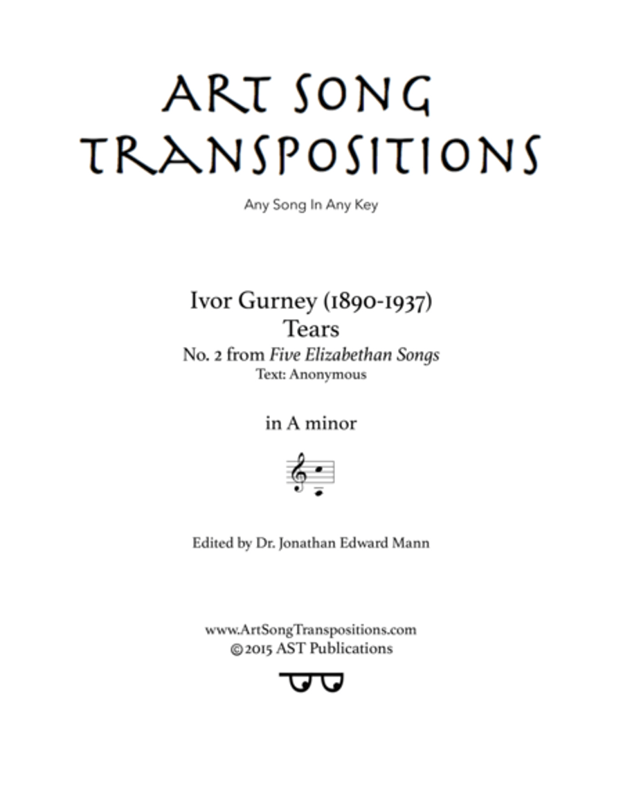 GURNEY: Tears (transposed to A minor) Voice scores gallery preview page 1