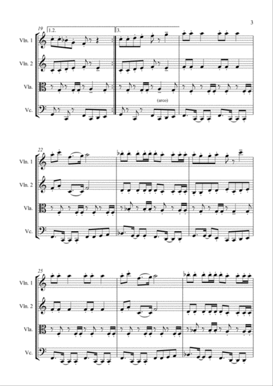 Jingle Bells Jingle Bells String Quartet scores gallery preview page 3