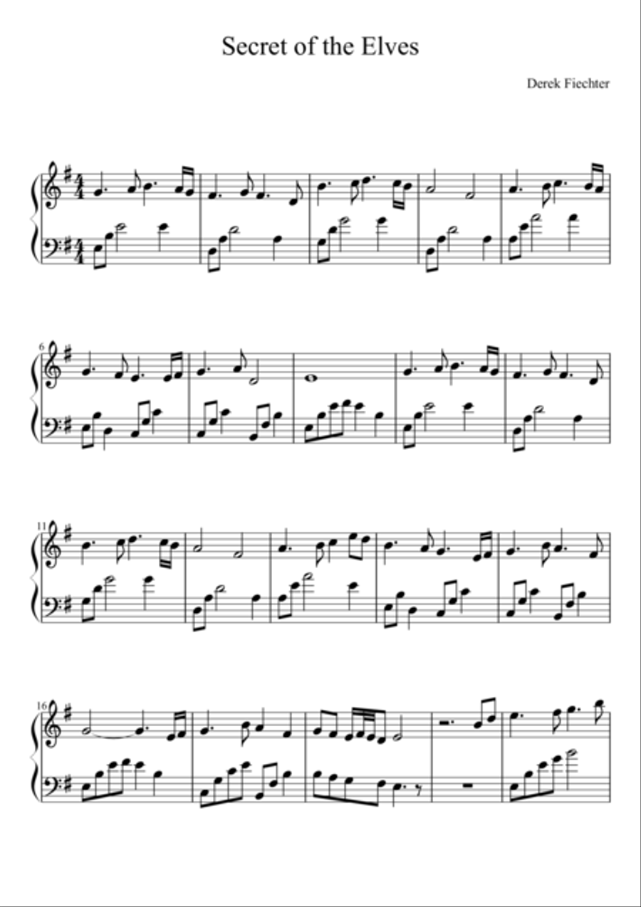 Secret of the Elves Secret of the Elves Piano Solo scores gallery preview page 1