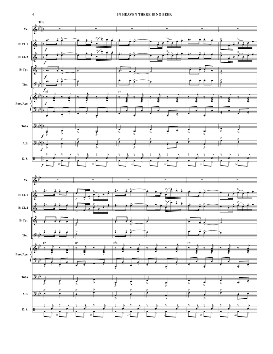 In Heaven There Is No Beer Large Ensemble scores gallery preview page 4