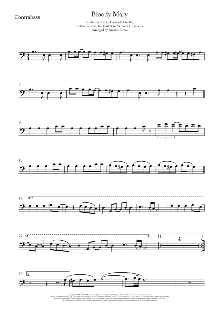 Bloody Mary Bloody Mary Double Bass scores gallery preview page 1