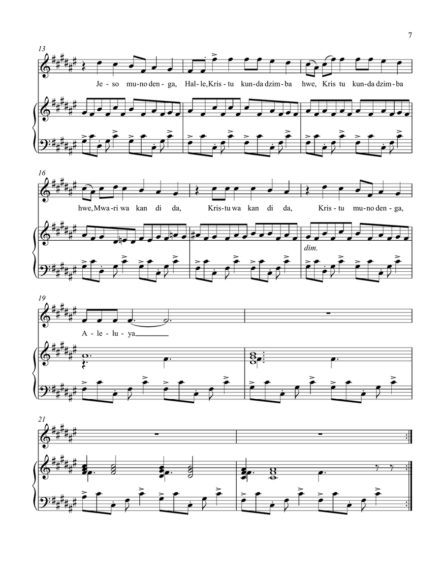 Twelve African Songs for Solo Voice and Piano - 2. ALELUYA Voice Solo scores gallery preview page 2