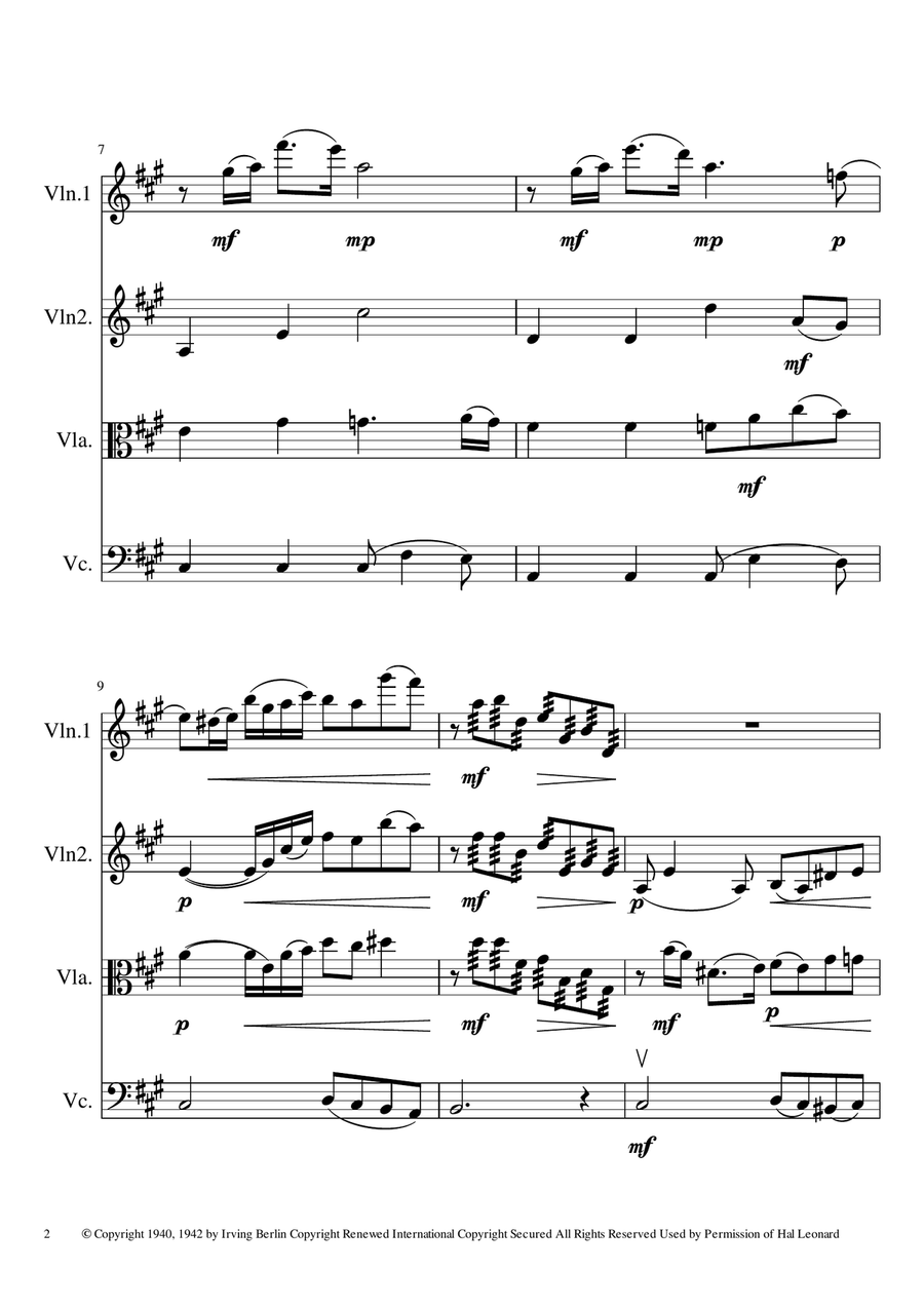 White Christmas String Quartet scores gallery preview page 2