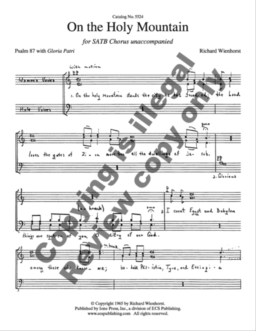 On the Holy Mountain On the Holy Mountain 4-Part scores gallery preview page 3