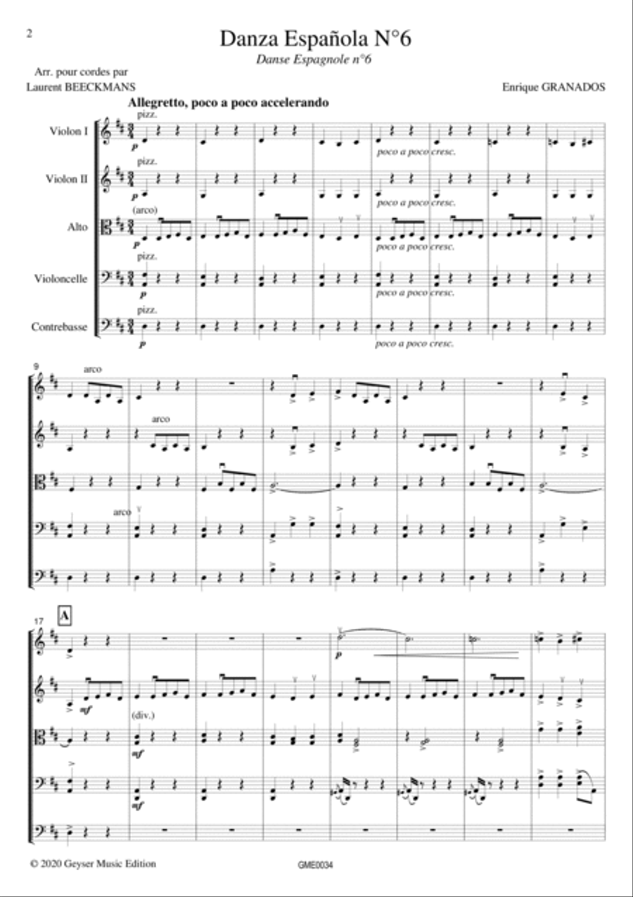 Granados - Spanish Dance No.6 - Arrangement for Strings String Orchestra scores gallery preview page 4