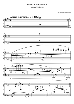 Rachmaninoff - Piano Concerto No. 2 - Op.18 3rd Mvt - For Piano Solo Original