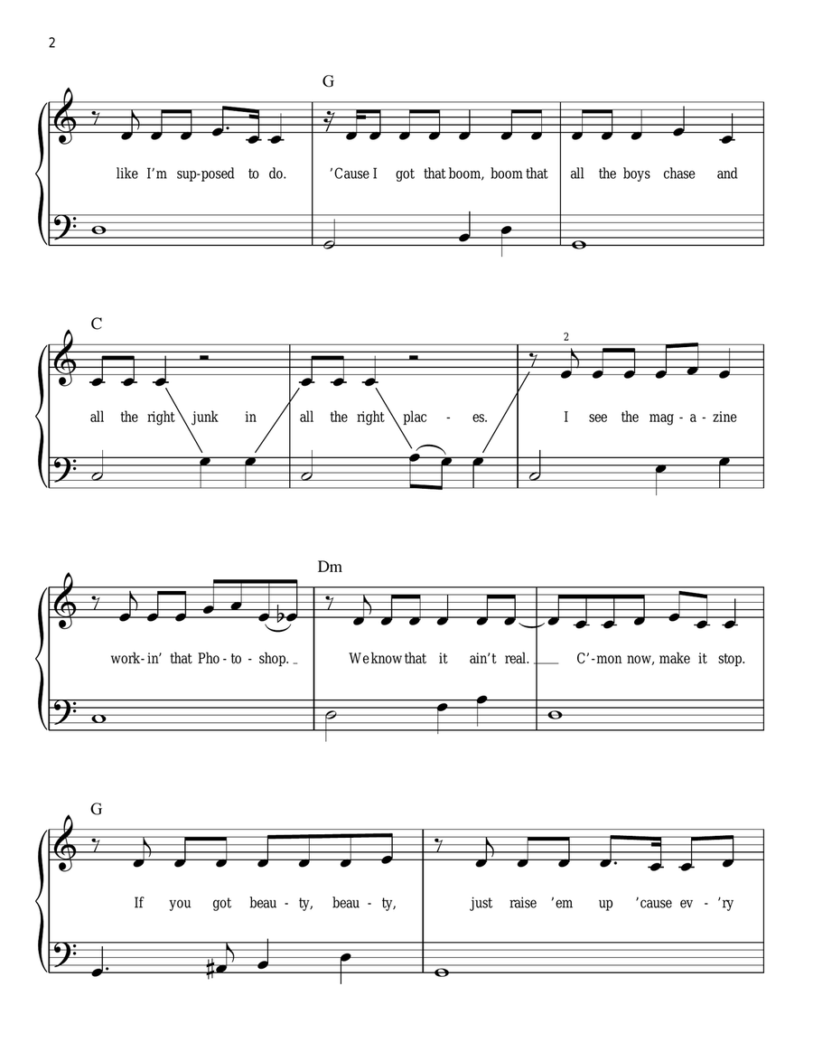 All About That Bass All About That Bass Easy Piano scores gallery preview page 2