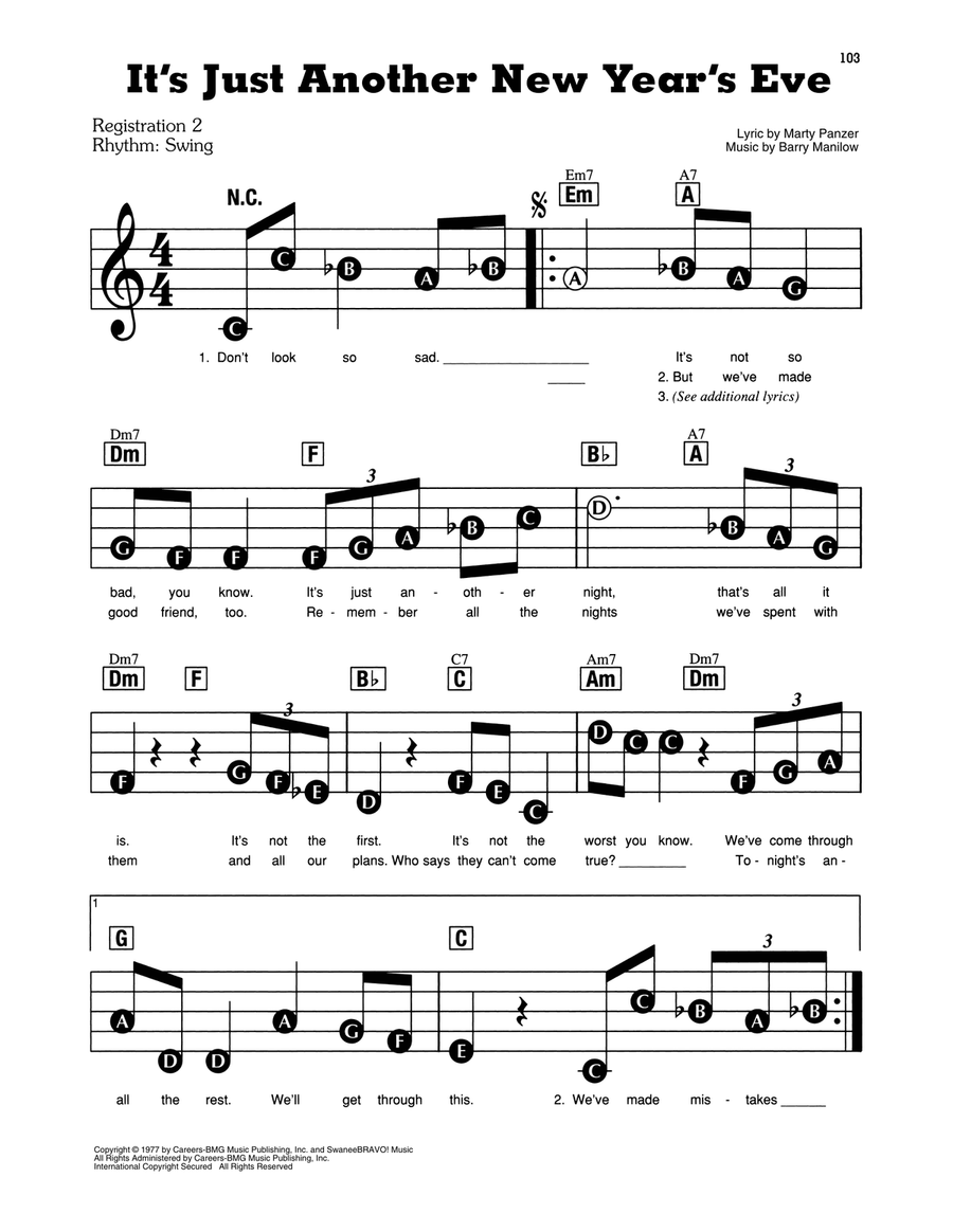 It's Just Another New Year's Eve Electronic Keyboard scores gallery preview page 1