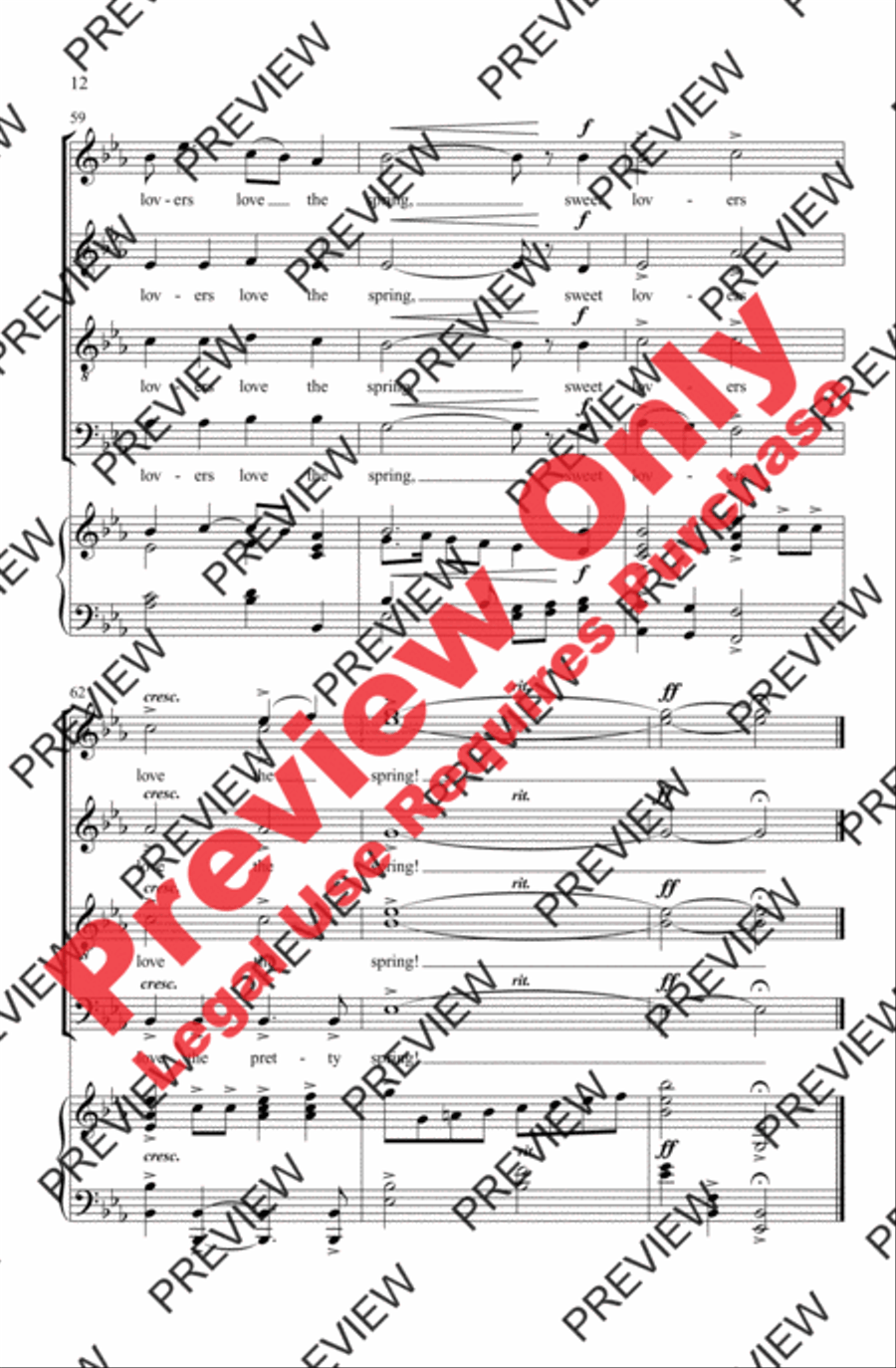 In the Pretty Springtime 4-Part scores gallery preview page 12