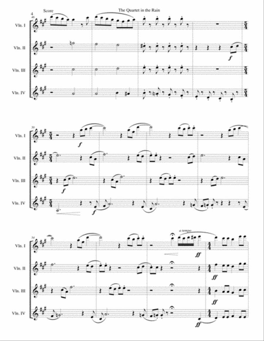 Quartet in the Rain for 4 violins Violin Solo scores gallery preview page 4