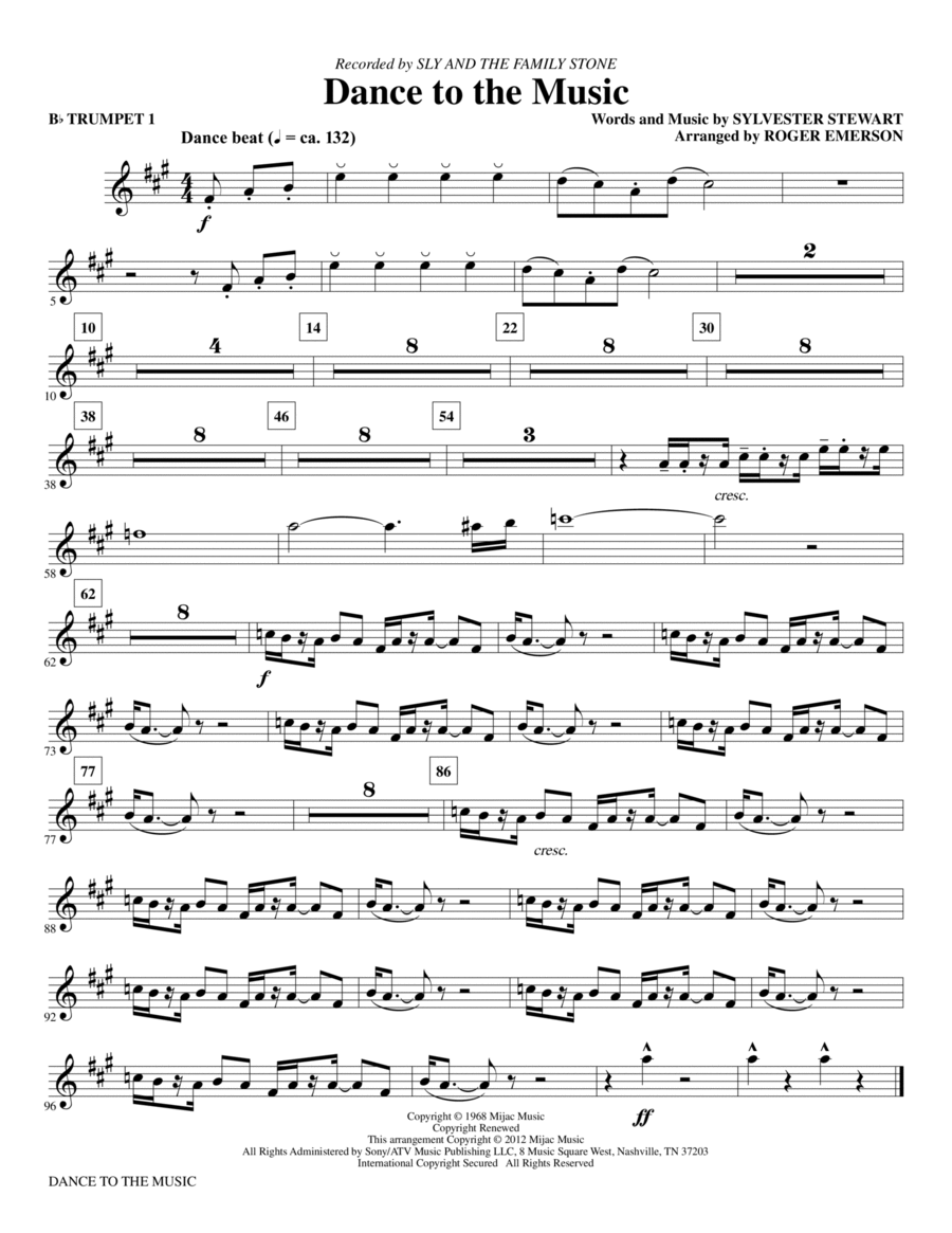 Dance To The Music - Bb Trumpet 1 Choir scores gallery preview page 1