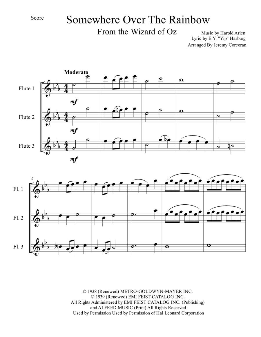 Over The Rainbow (from The Wizard Of Oz) Woodwind Trio scores gallery preview page 2
