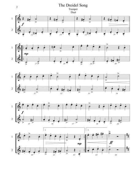 The Dreidel Song - Trumpet Duet - Advanced Intermediate image number null