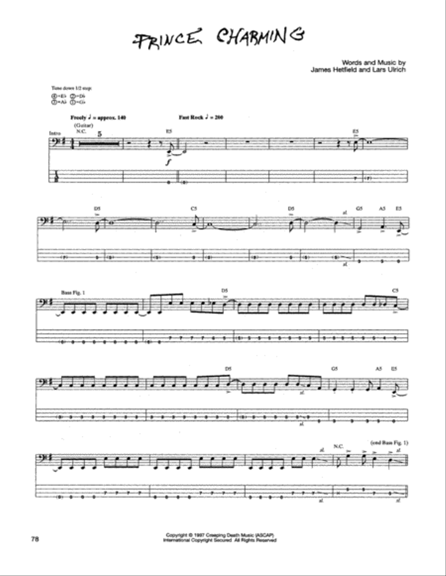 Prince Charming Guitar Tablature scores gallery preview page 1