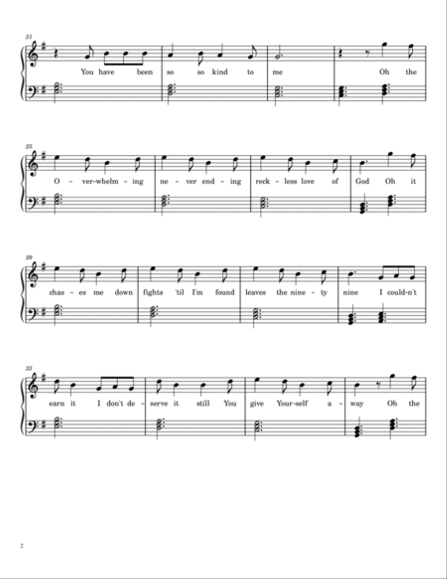 Reckless Love Easy Piano scores gallery preview page 2
