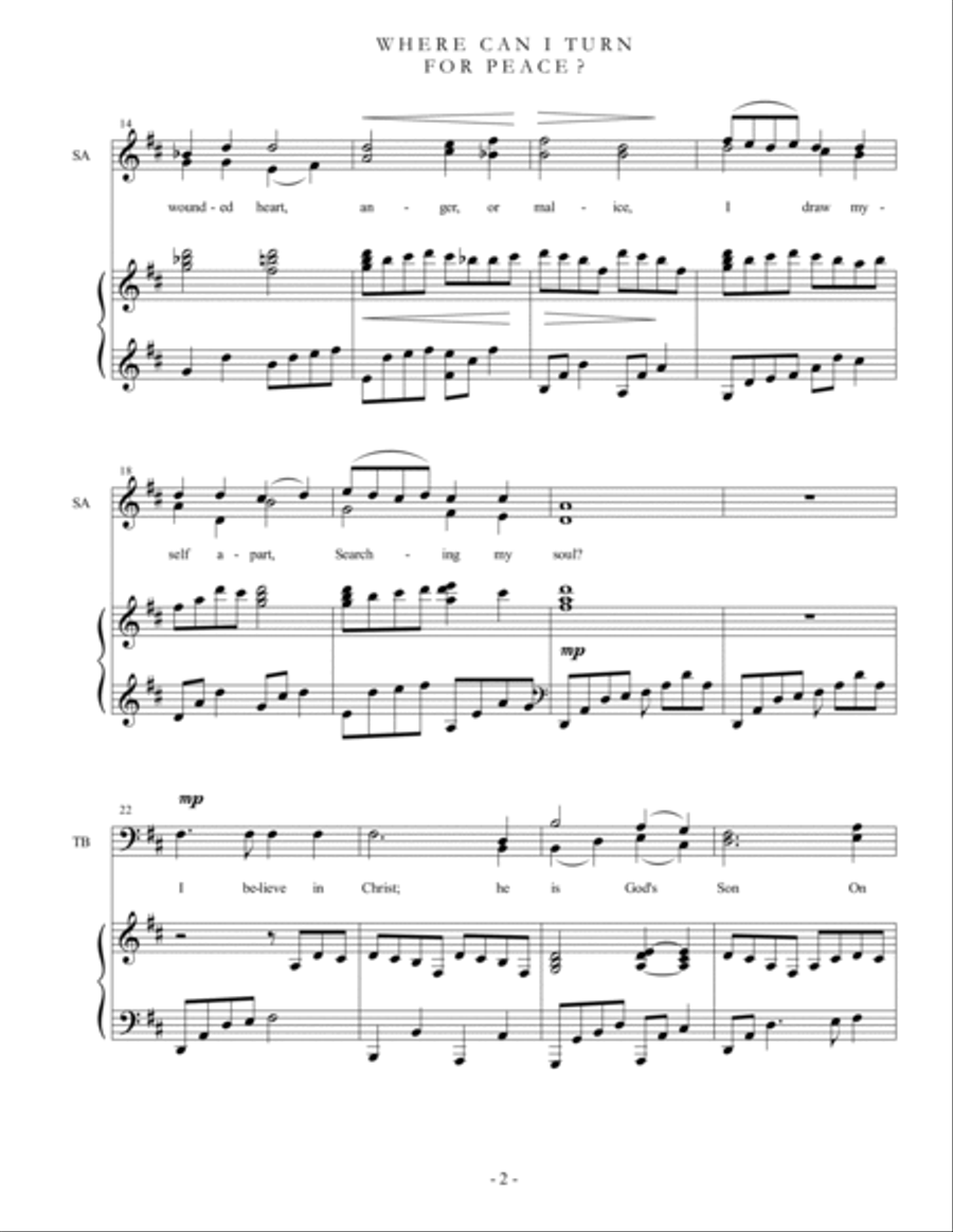 Where Can I Turn for Peace 4-Part scores gallery preview page 2