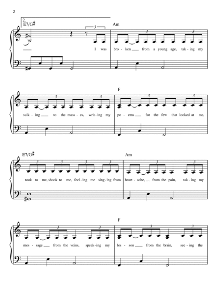 Believer Easy Piano scores gallery preview page 2