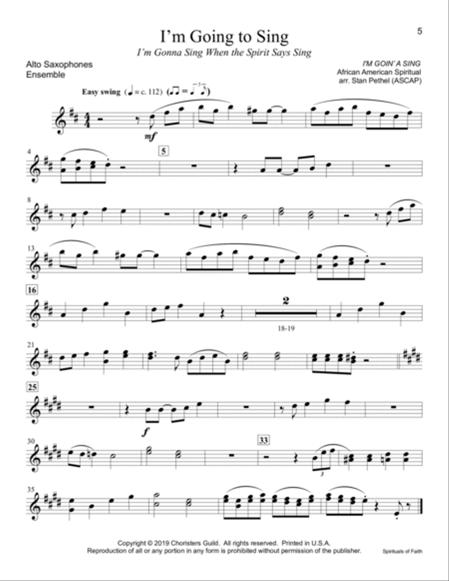 Spirituals of Faith - Eb Alto Saxophone Alto Saxophone scores gallery preview page 5