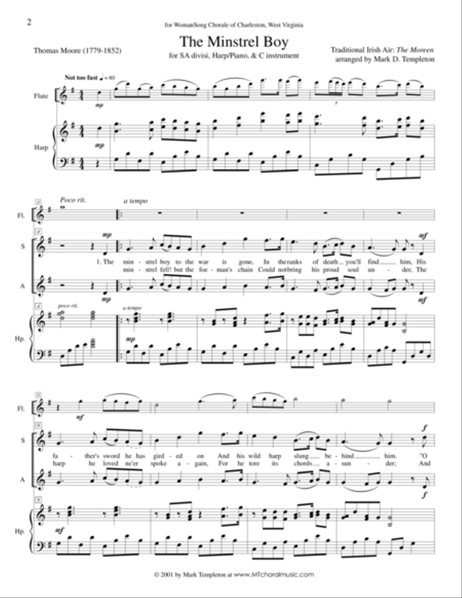 The Minstrel Boy SA scores gallery preview page 1