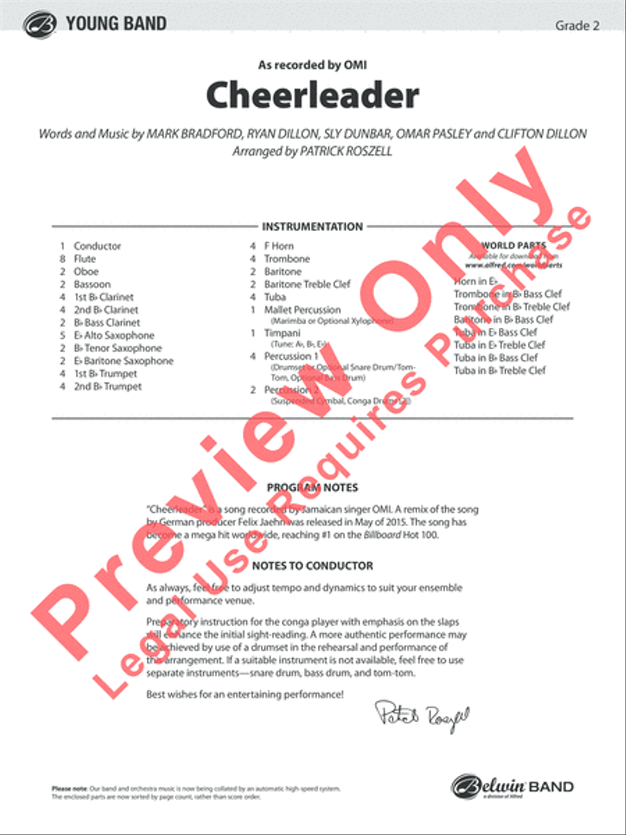 Cheerleader Cheerleader Concert Band scores gallery preview page 2