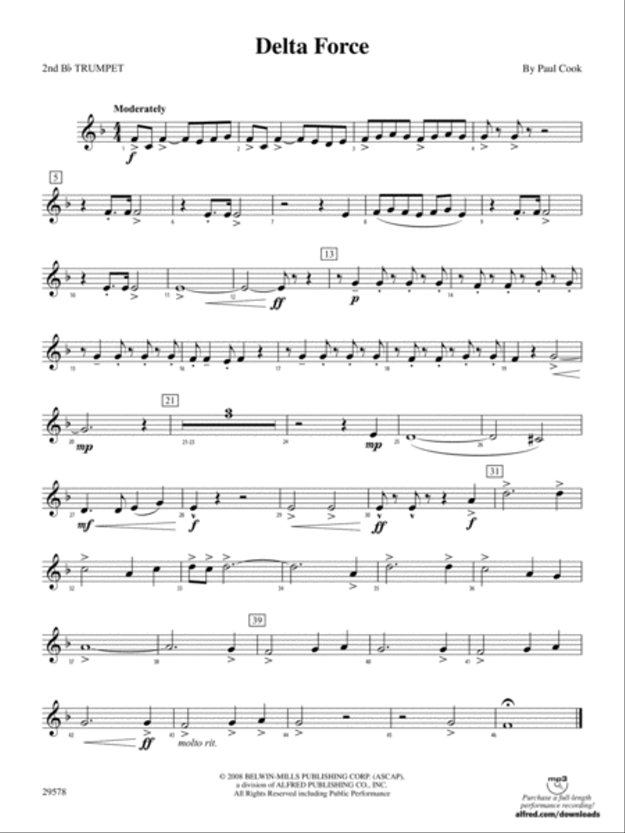 Delta Force: 2nd B-flat Trumpet Concert Band scores gallery preview page 1