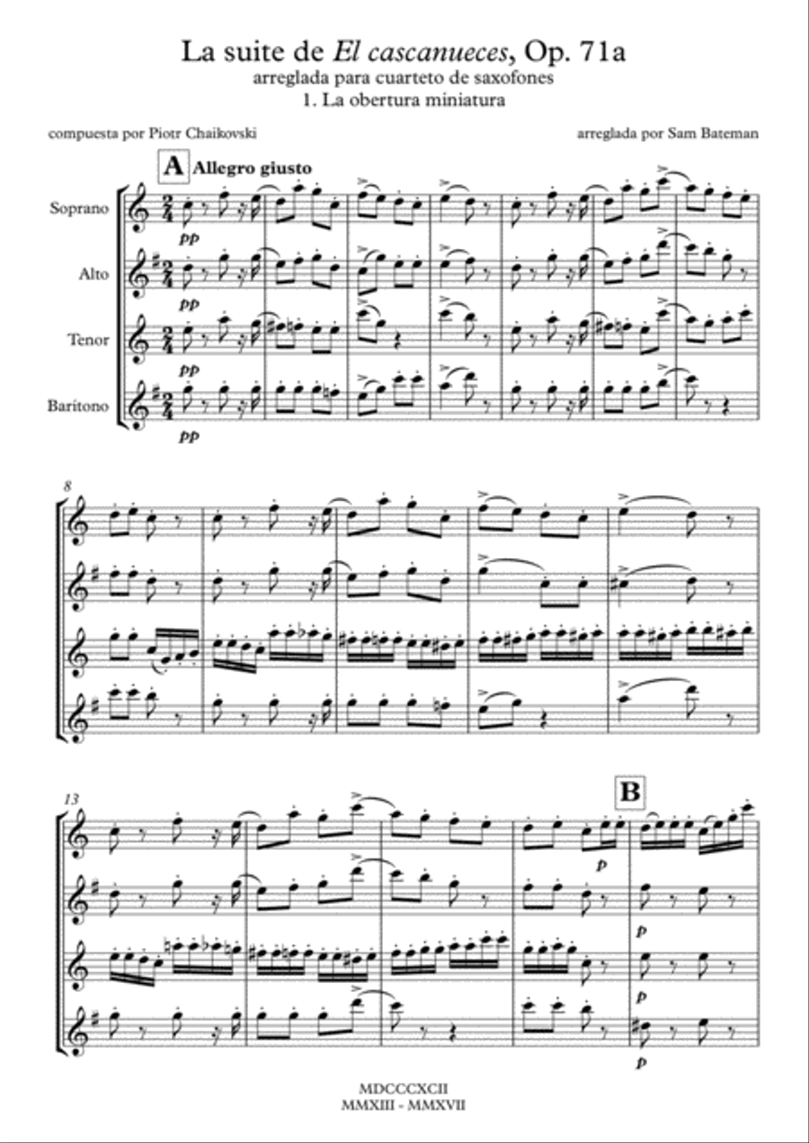La suite de El cascanueces - 1. La obertura miniatura Woodwind Quartet scores gallery preview page 1