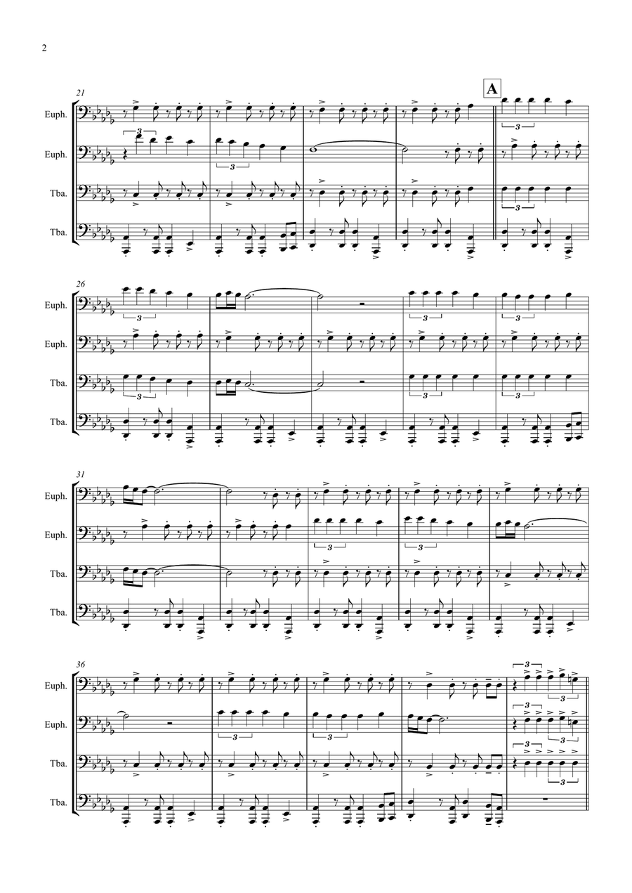 La Paloma - Spanish Habanera - Low Brass Quartet/Tuba Quartet Brass Quartet scores gallery preview page 2