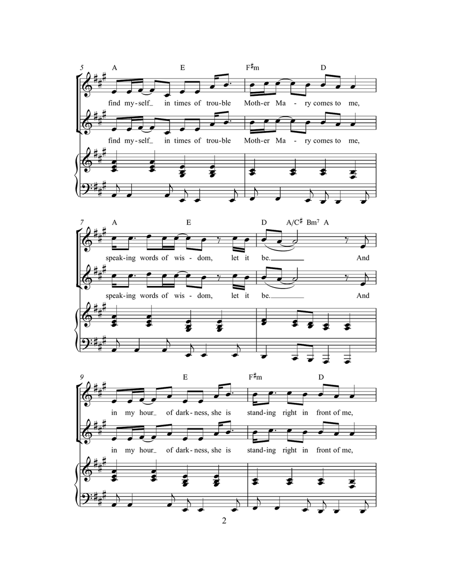 Let It Be (arr. Rick Hein) 2-Part scores gallery preview page 2