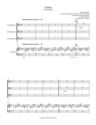 Canon (Pachelbel) (Bb) (Euphonium Trio - Bass Clef), Keyboard)