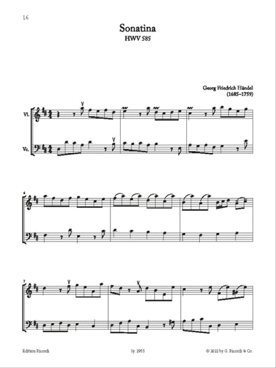 15 Barock-Duos für Violine und Violoncello String Duet scores gallery preview page 3
