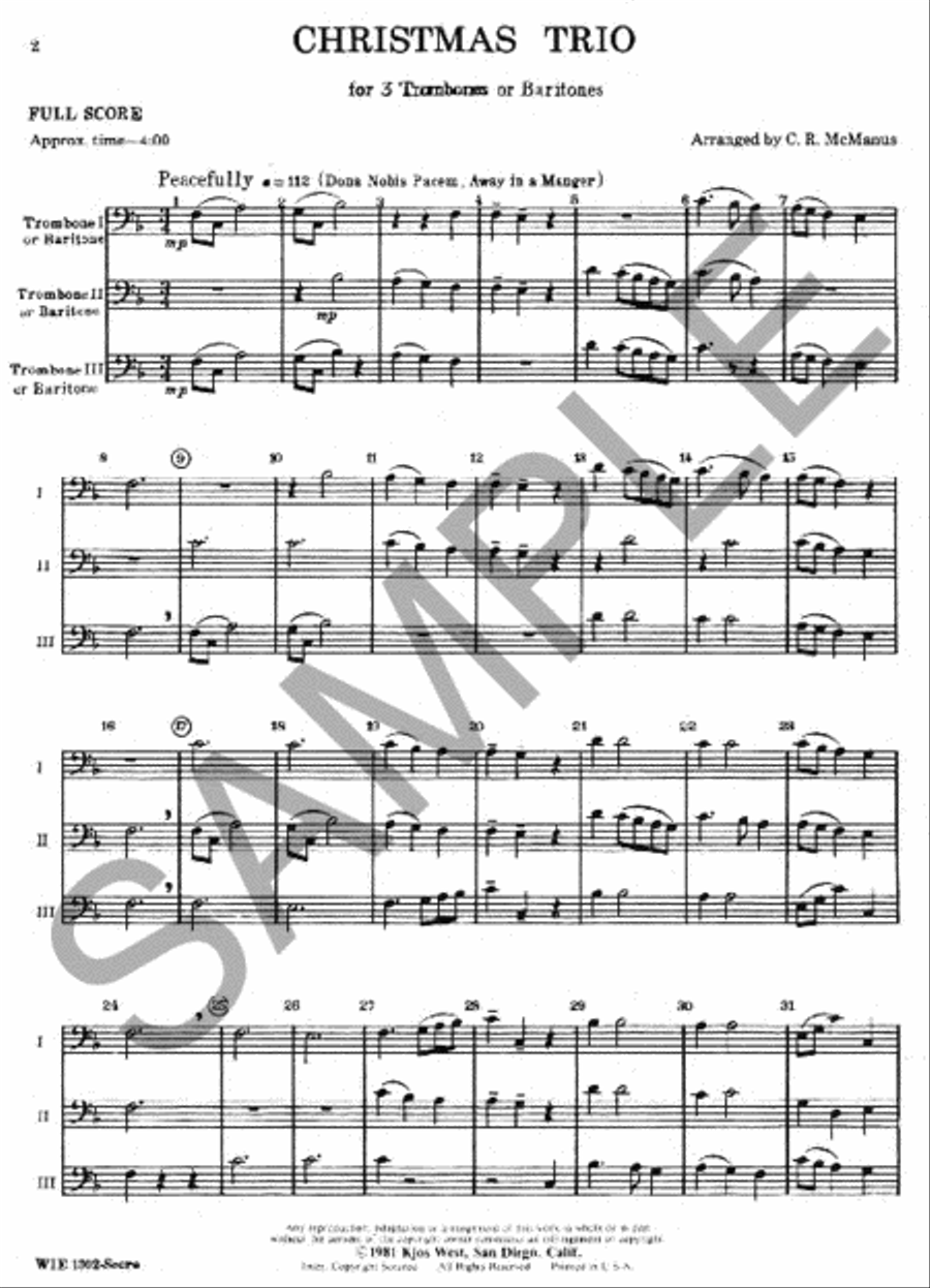 Christmas Trio, Trombone/Baritone B.C. Trombone Trio scores gallery preview page 2