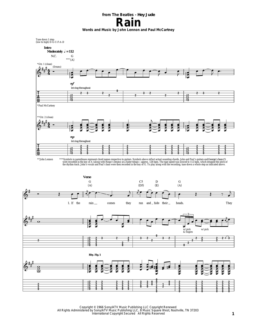 Rain Rain Acoustic Guitar scores gallery preview page 1
