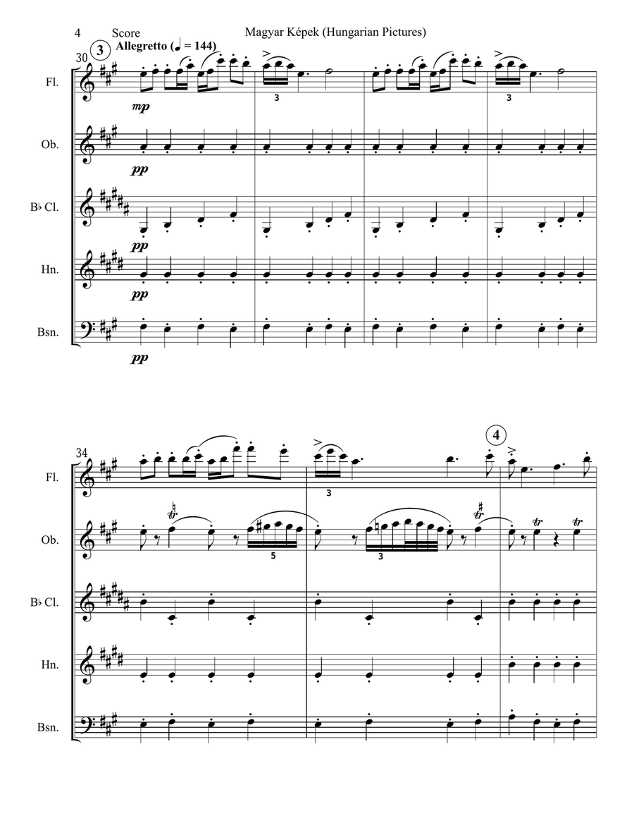 Magyar Kepek Woodwind Quintet scores gallery preview page 5