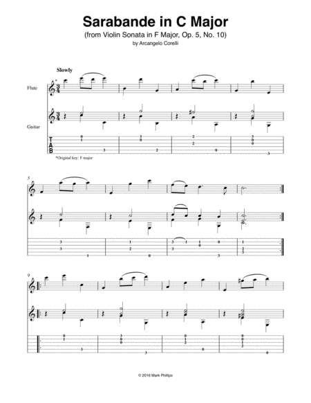Sarabande in C Major (from Violin Sonata in F Major, Op. 5, No. 10) image number null