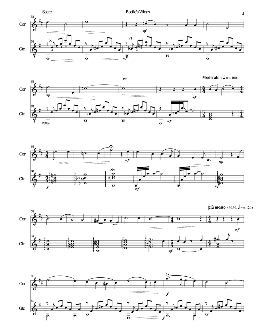 Beetle's Wings for cor anglais and guitar English Horn scores gallery preview page 3