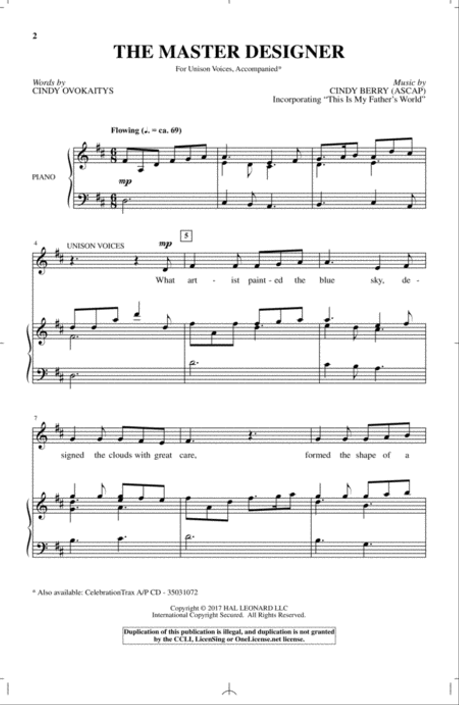 The Master Designer The Master Designer Unison Choir scores gallery preview page 1