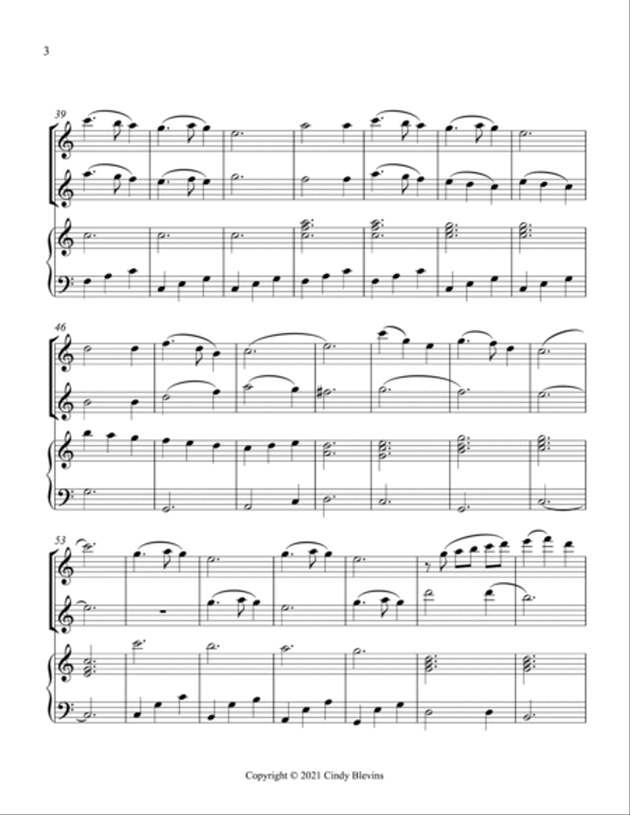 Silent Night, Two Flutes and Harp Flute Duet scores gallery preview page 4